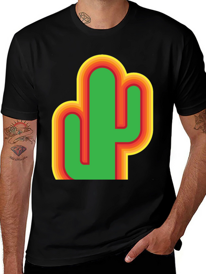 Camiseta Negra con Diseño de Cactus Retro