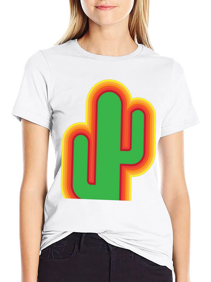Camiseta Negra con Diseño de Cactus Retro
