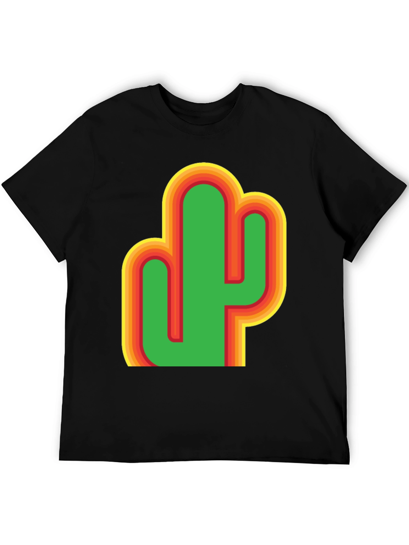 Camiseta Negra con Diseño de Cactus Retro