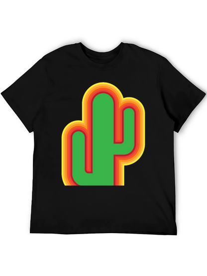 Camiseta Negra con Diseño de Cactus Retro