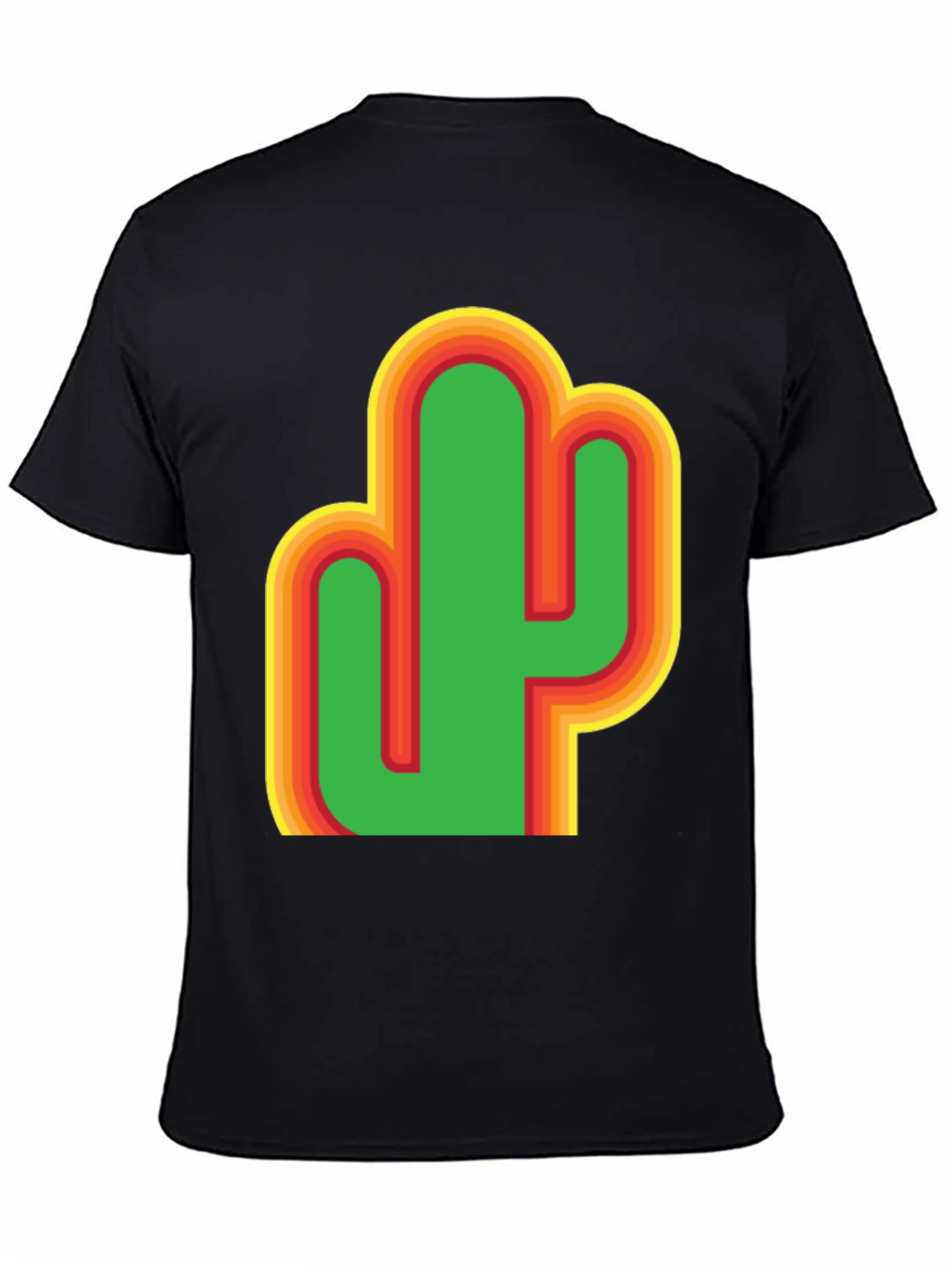 Camiseta Negra con Diseño de Cactus Retro