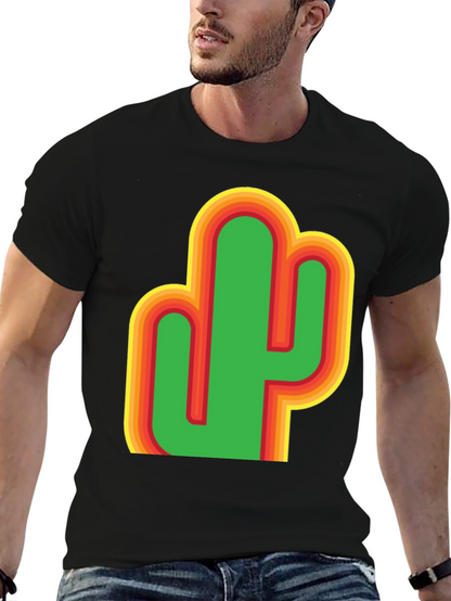 Camiseta Negra con Diseño de Cactus Retro