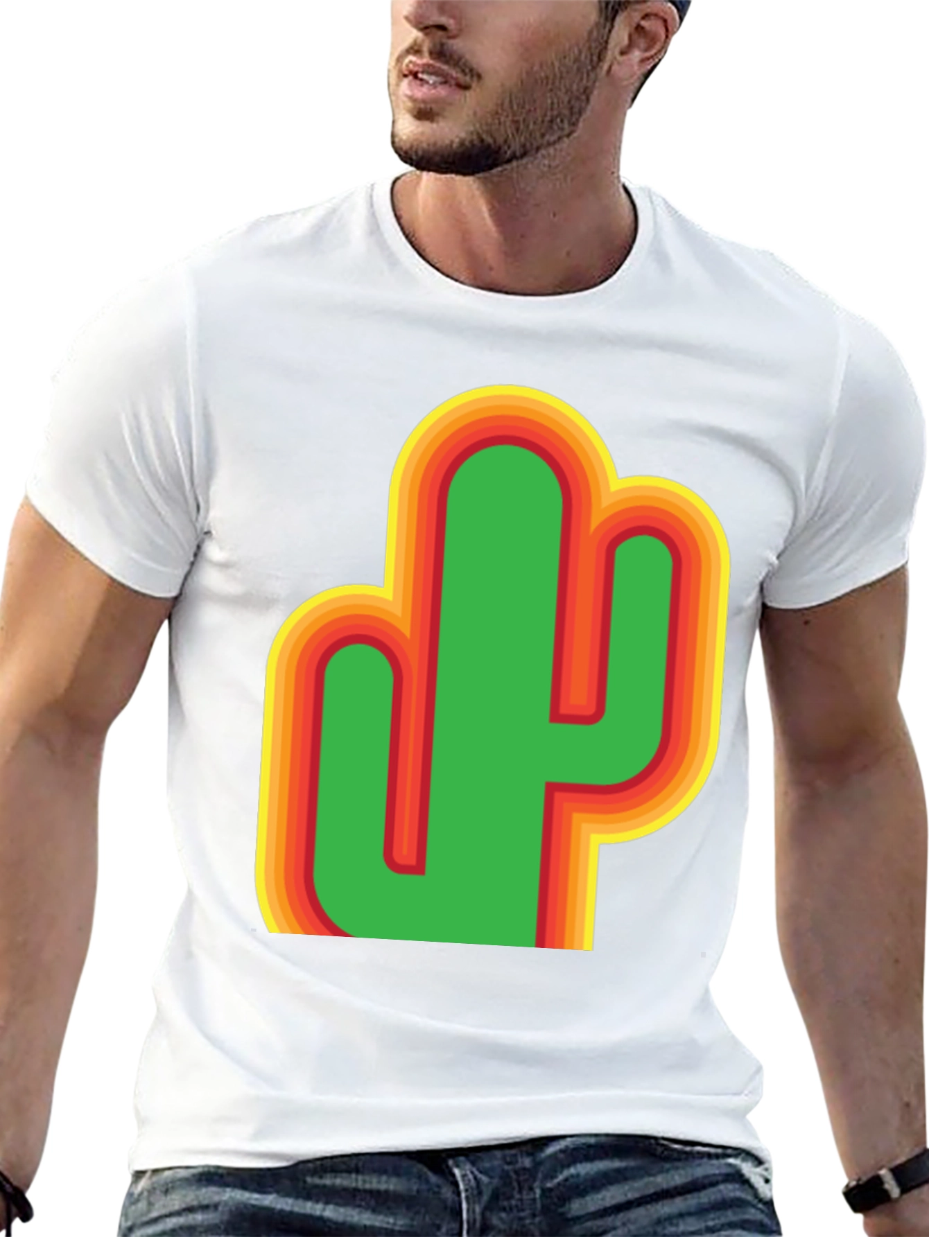 Camiseta Negra con Diseño de Cactus Retro