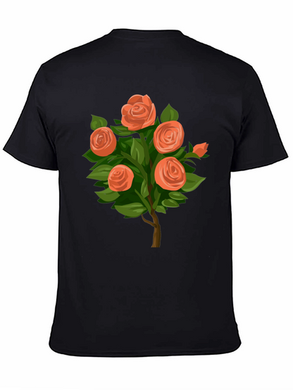Camiseta Negra con Diseño de Rosas