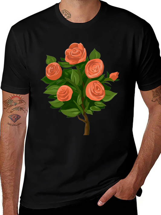 Camiseta Negra con Diseño de Rosas