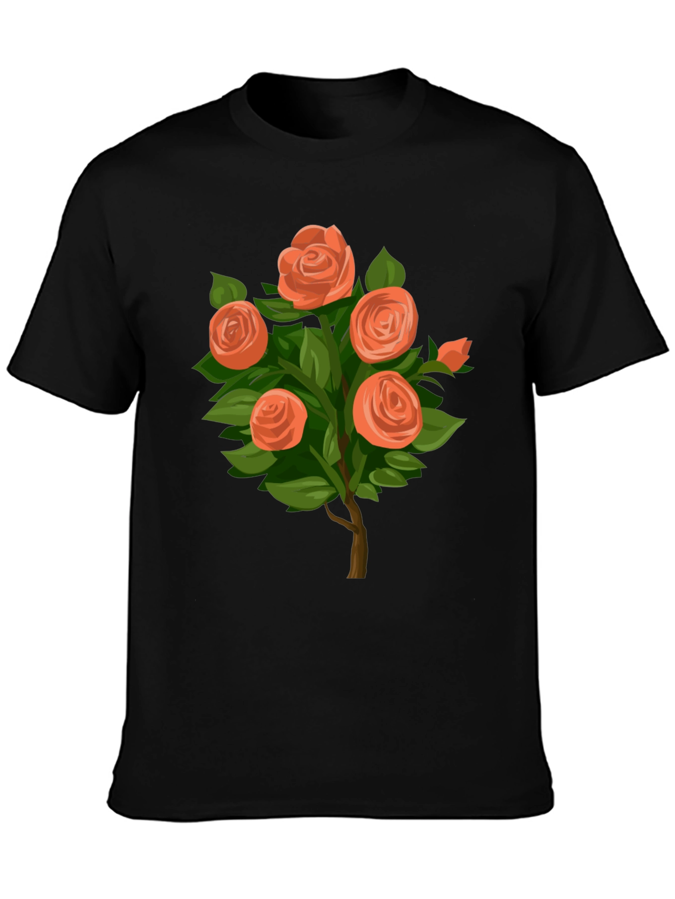 Camiseta Negra con Diseño de Rosas