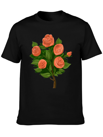 Camiseta Negra con Diseño de Rosas