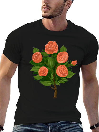 Camiseta Negra con Diseño de Rosas