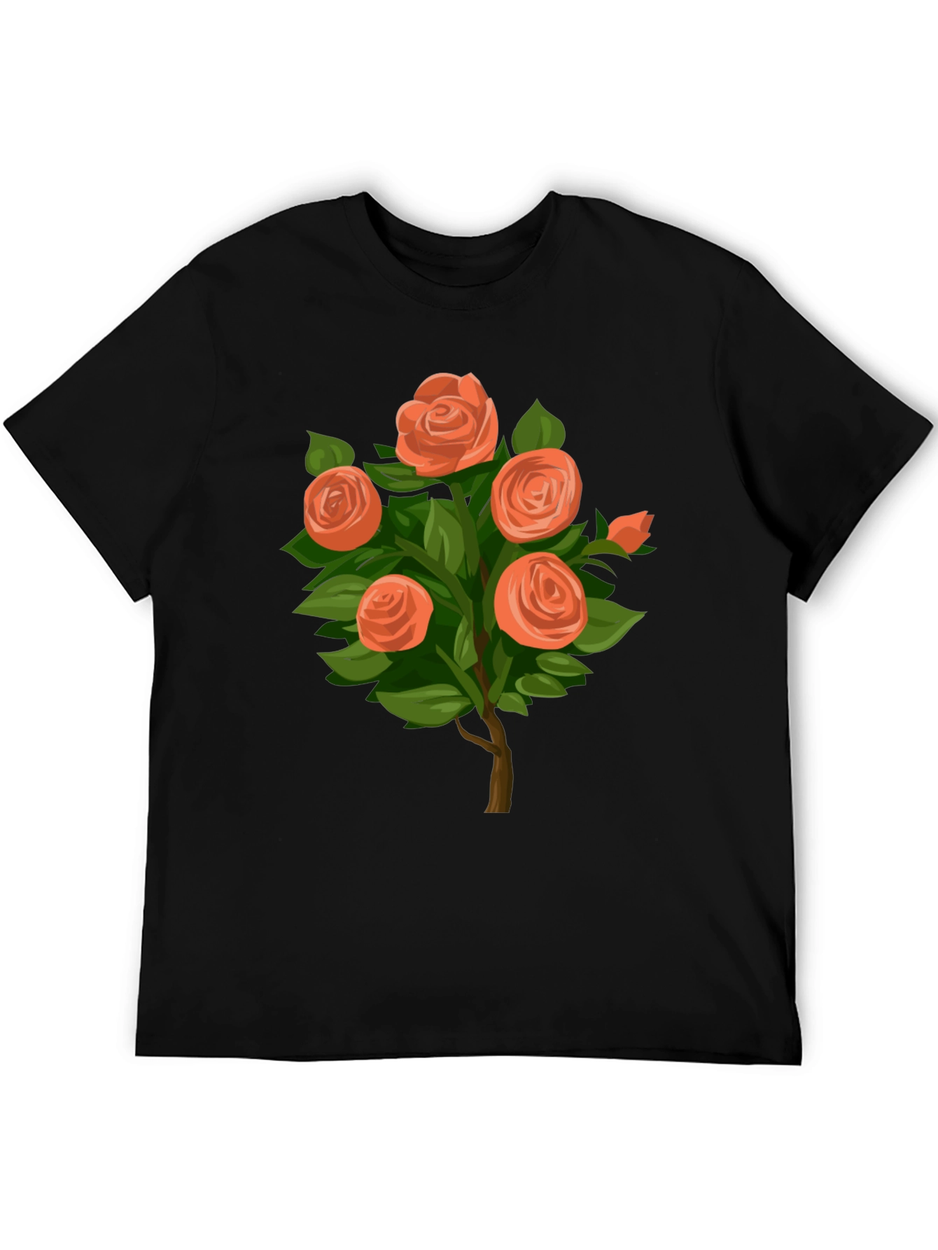 Camiseta Negra con Diseño de Rosas