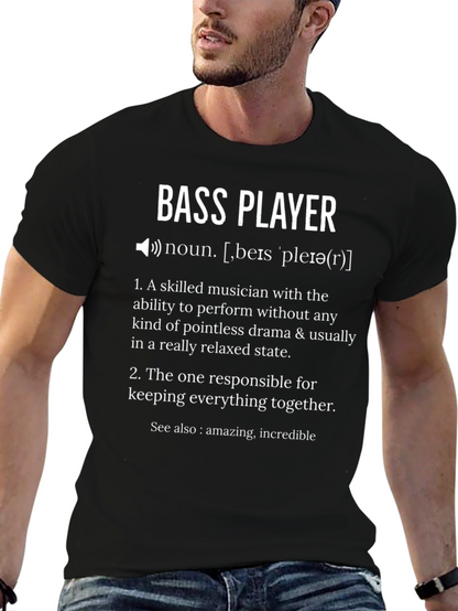 Camiseta Negra Bass Player: Definición Humorística