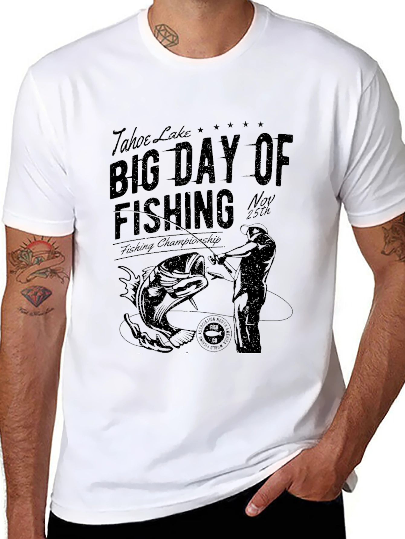 Camiseta Negra Pesca Tahoe Lake