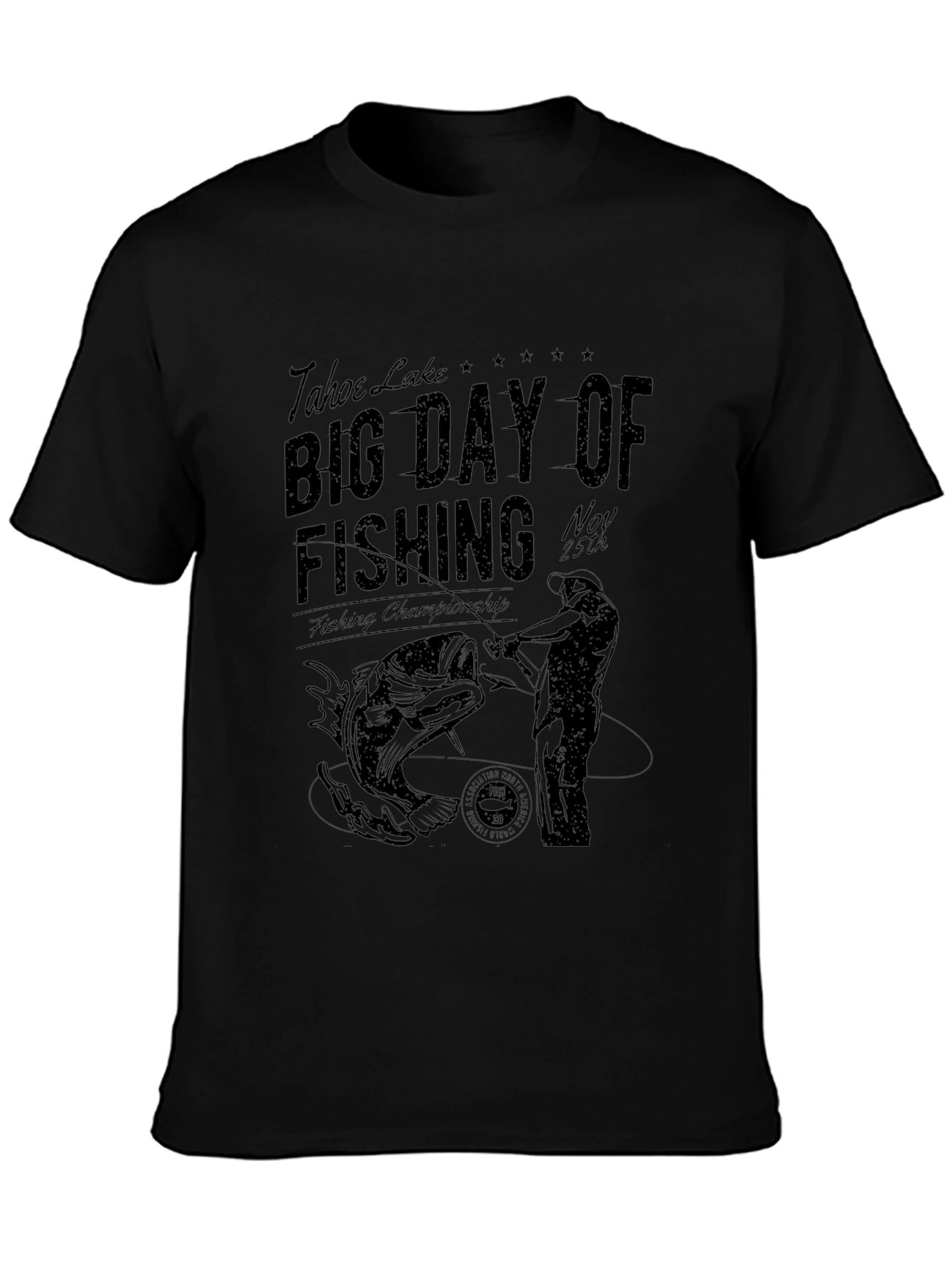 Camiseta Negra Pesca Tahoe Lake