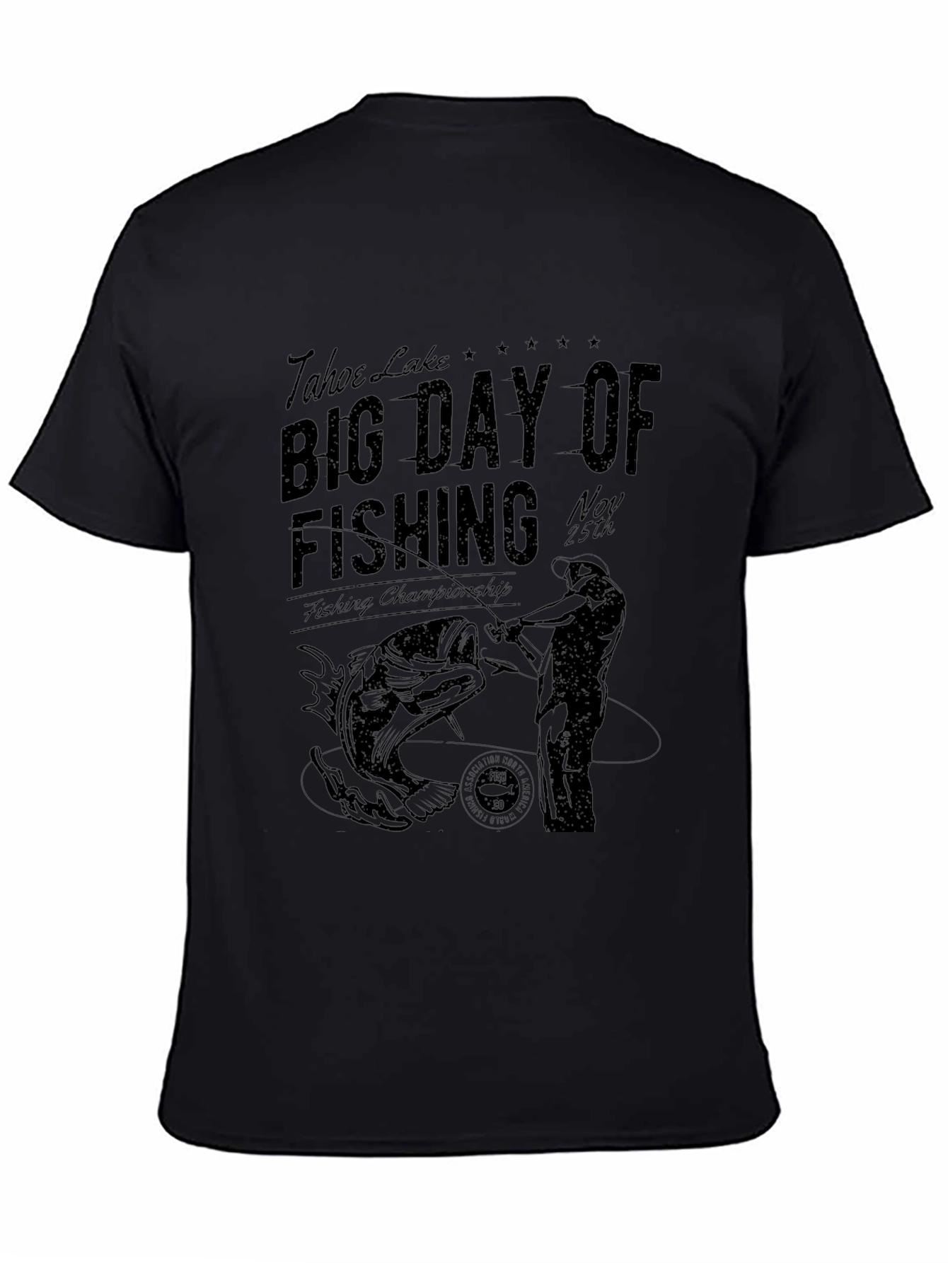 Camiseta Negra Pesca Tahoe Lake
