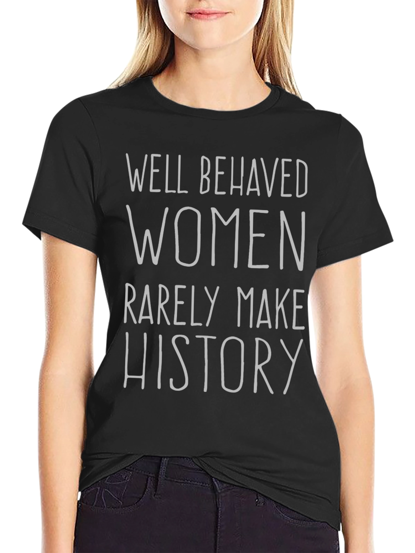 Camiseta Negra con Frase Feminista: Haz Historia