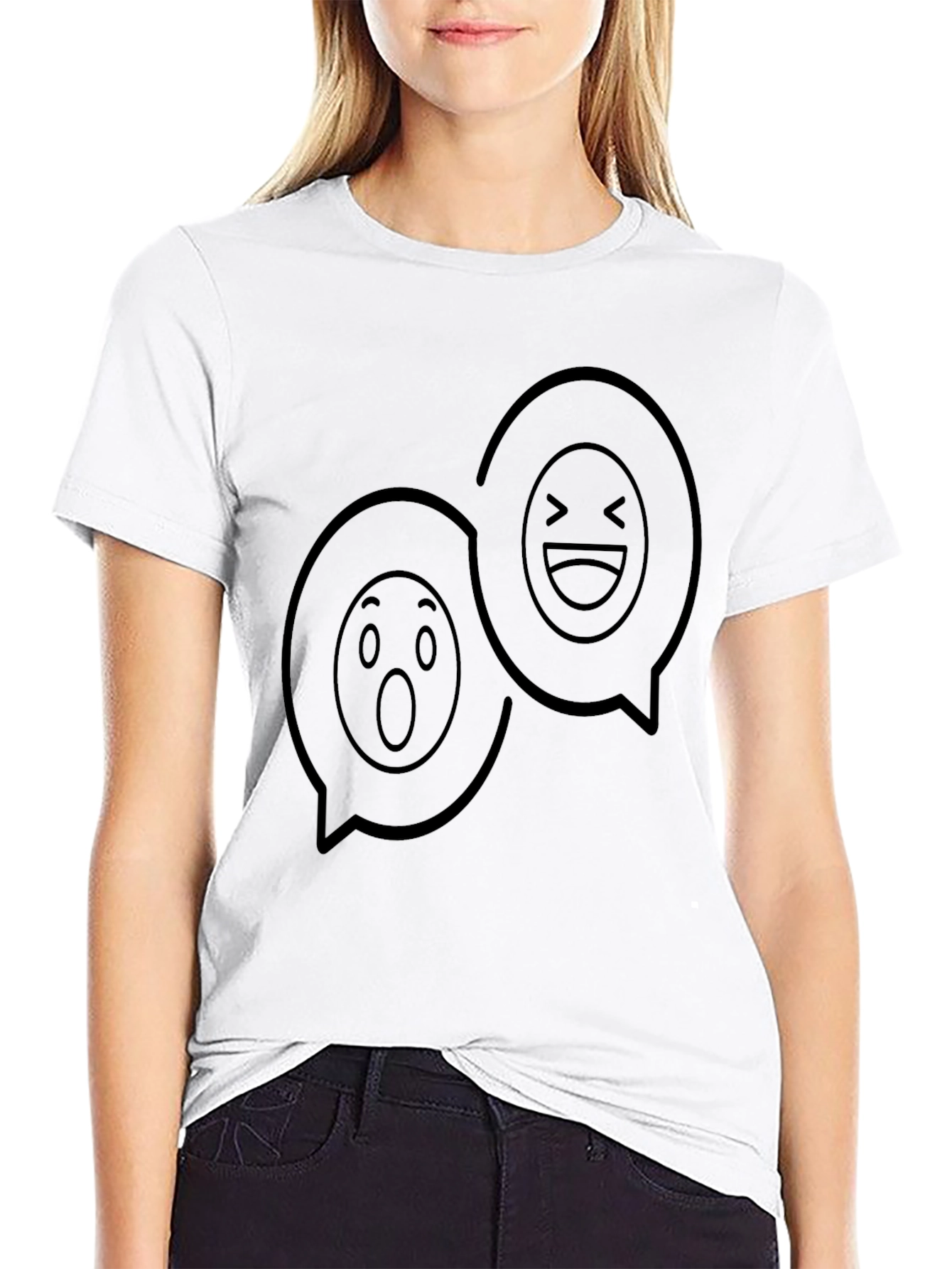 Camiseta Negra Emoji Chat