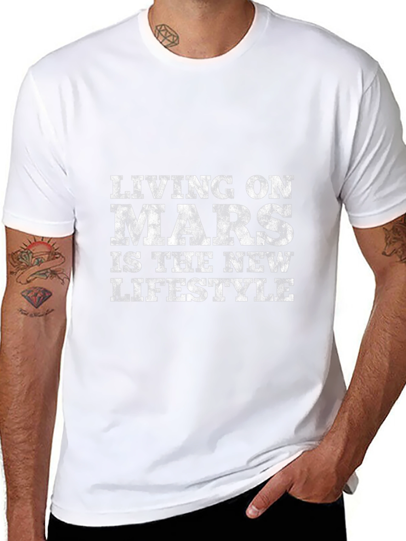 Camiseta Living on Mars - Estilo Espacial