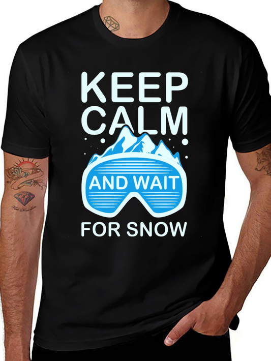 Camiseta Negra Esquí Keep Calm and Wait for Snow