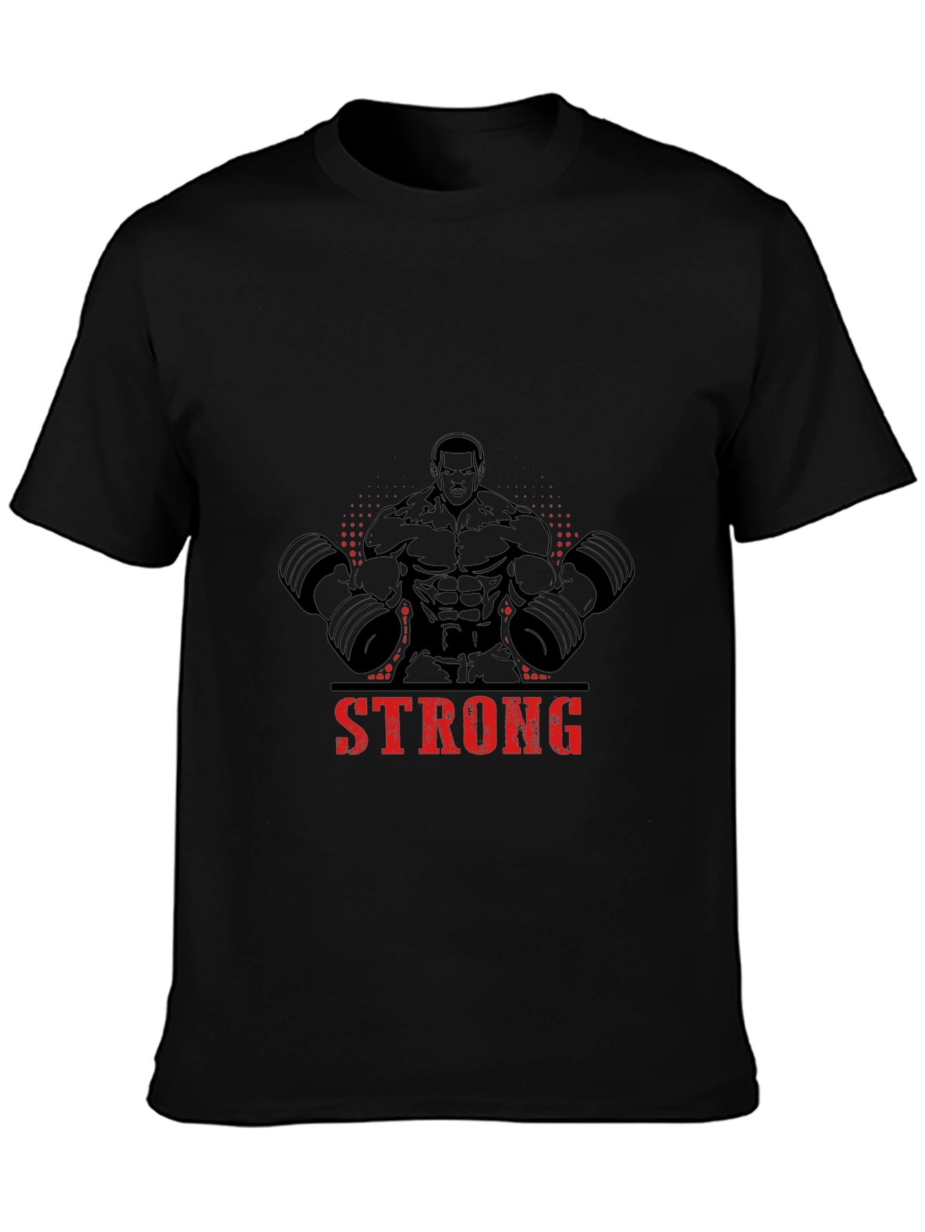 Camiseta Negra Hombre Diseño Musculoso Strong
