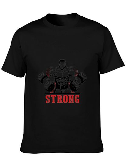 Camiseta Negra Hombre Diseño Musculoso Strong