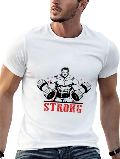 Camiseta Negra Hombre Diseño Musculoso Strong