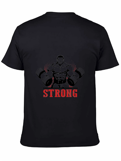 Camiseta Negra Hombre Diseño Musculoso Strong