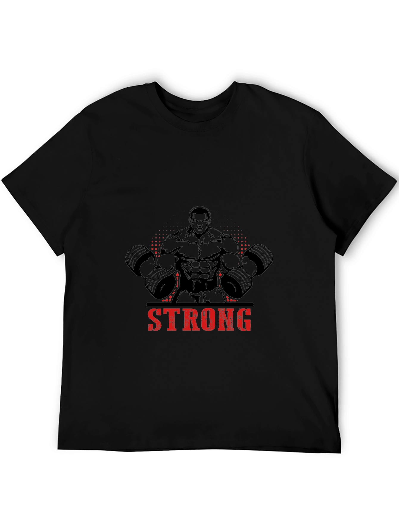 Camiseta Negra Hombre Diseño Musculoso Strong