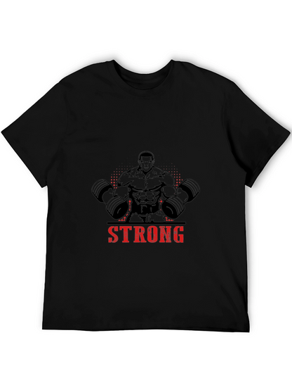 Camiseta Negra Hombre Diseño Musculoso Strong