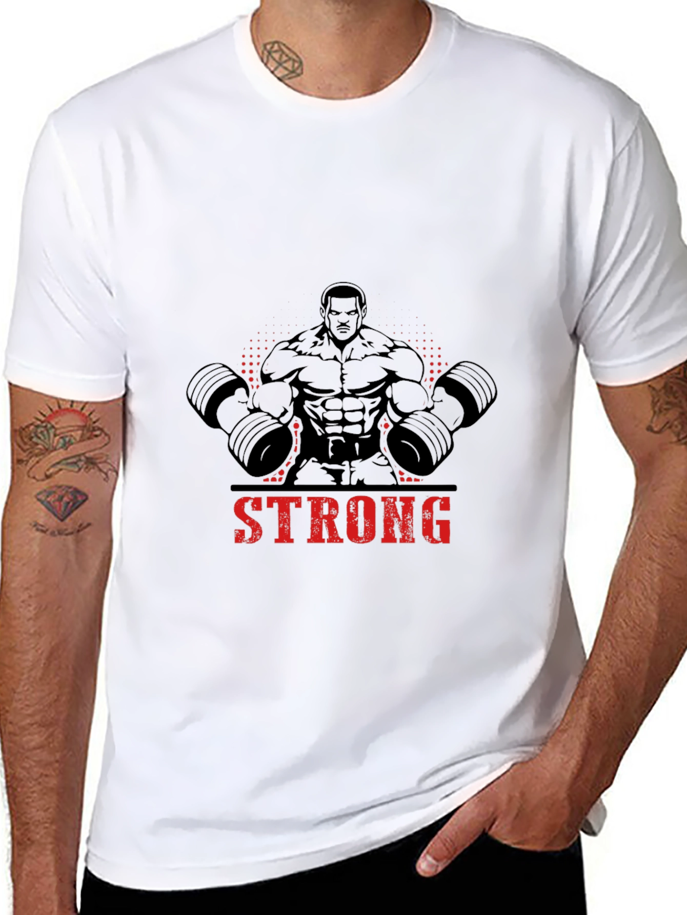Camiseta Negra Hombre Diseño Musculoso Strong