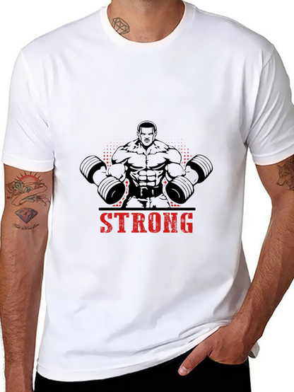 Camiseta Negra Hombre Diseño Musculoso Strong