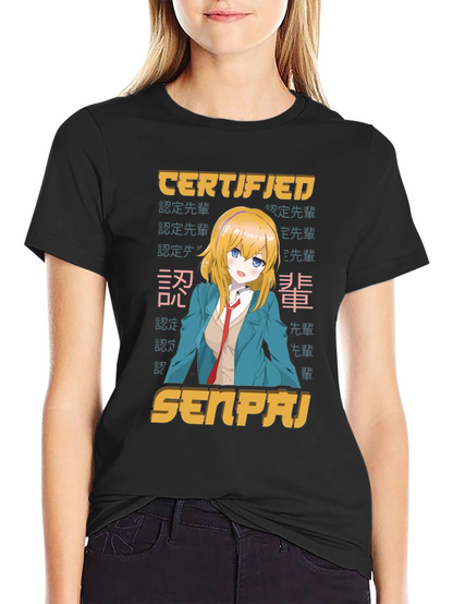 Camiseta Negra Certificado Senpai Anime