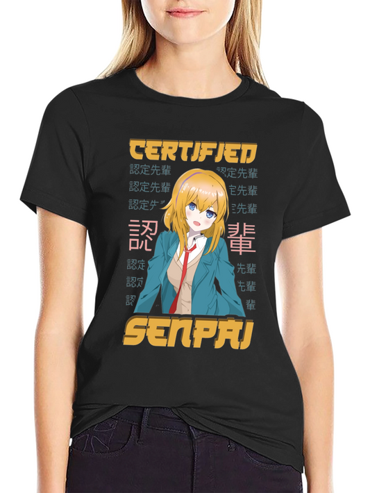 Camiseta Negra Certificado Senpai Anime