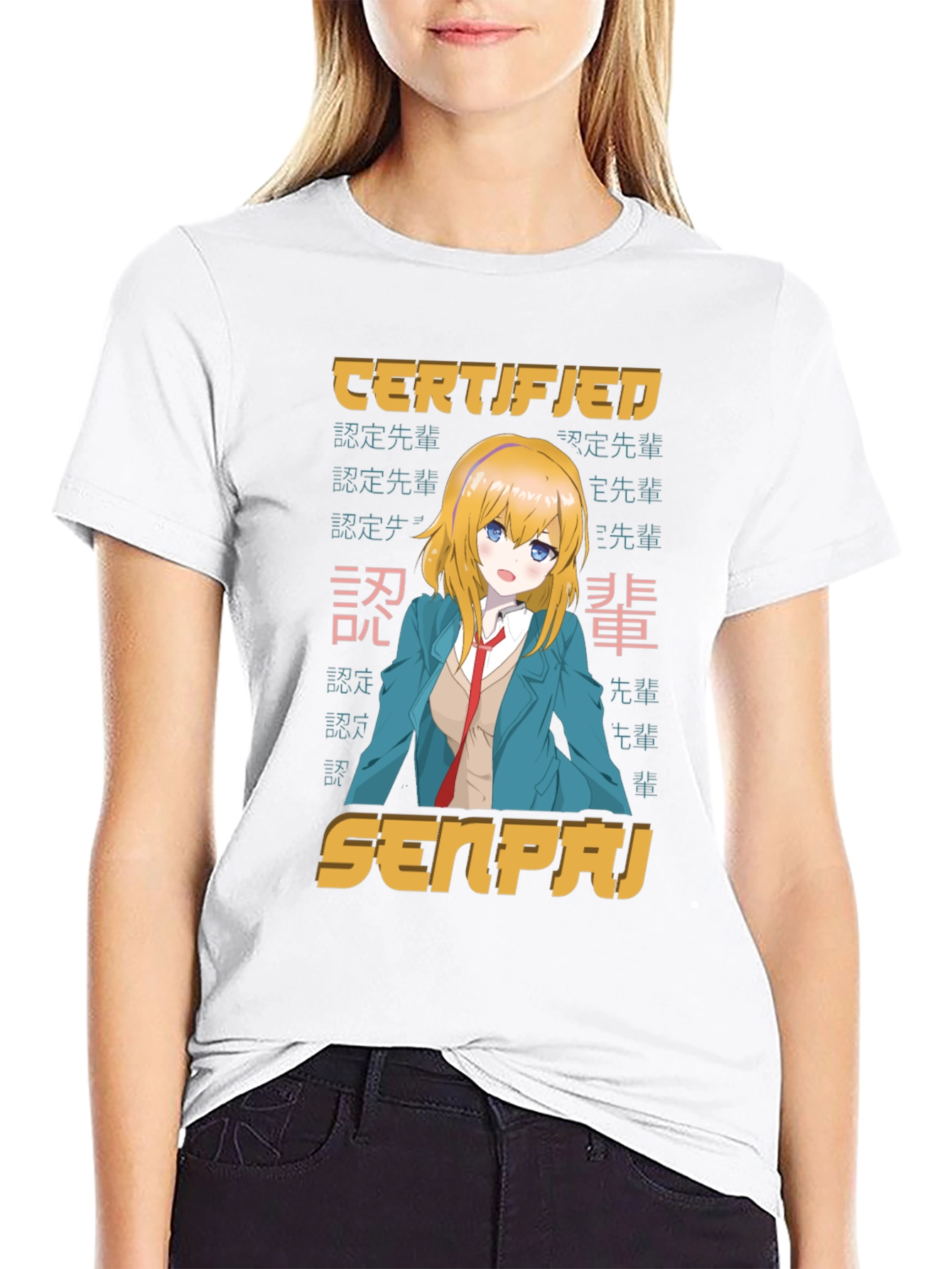 Camiseta Negra Certificado Senpai Anime