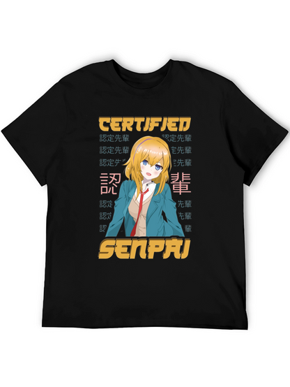 Camiseta Negra Certificado Senpai Anime