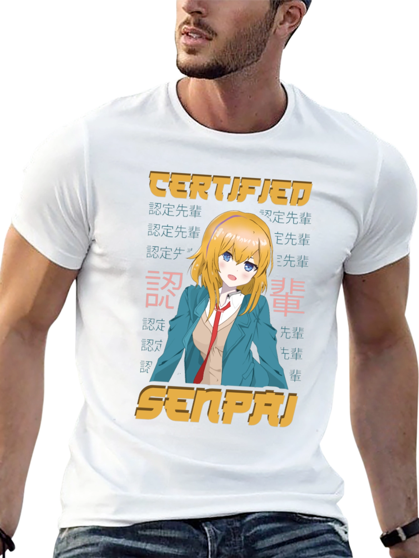 Camiseta Negra Certificado Senpai Anime