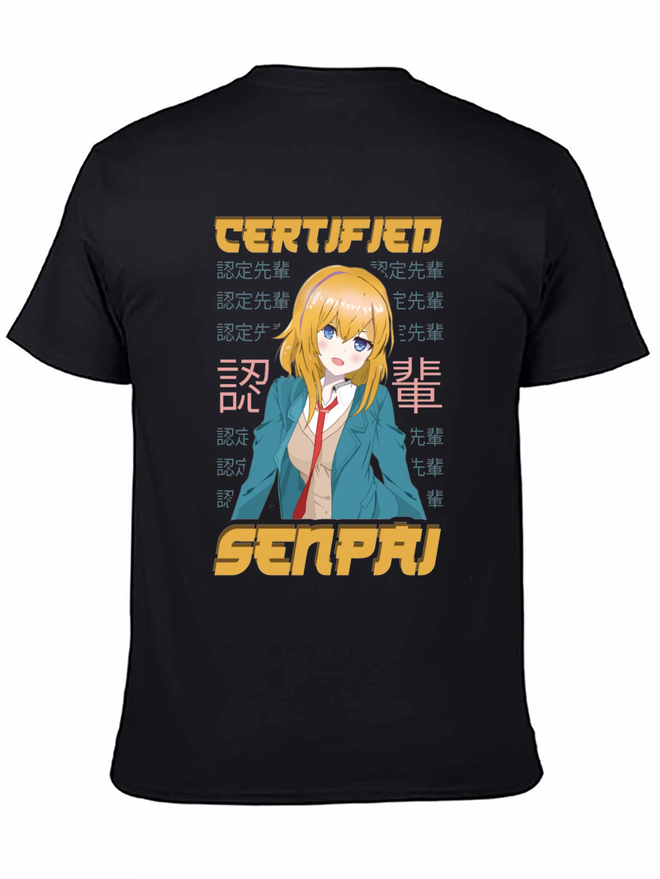 Camiseta Negra Certificado Senpai Anime