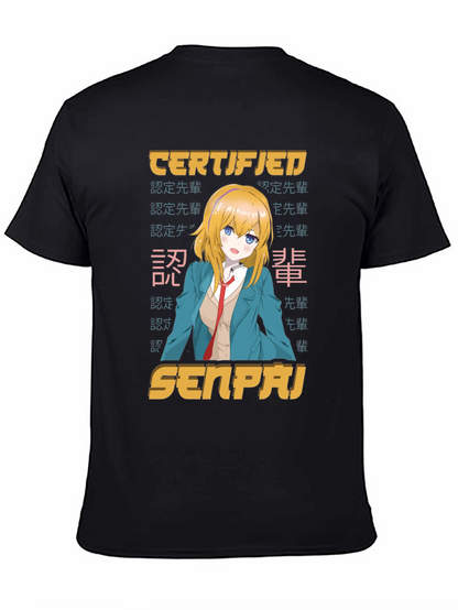 Camiseta Negra Certificado Senpai Anime
