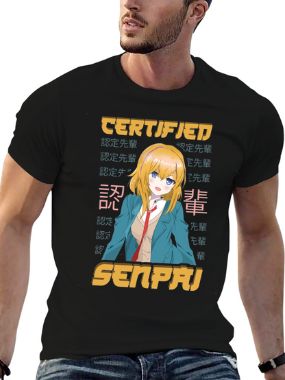 Camiseta Negra Certificado Senpai Anime