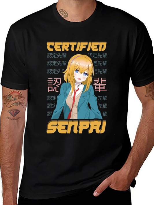 Camiseta Negra Certificado Senpai Anime