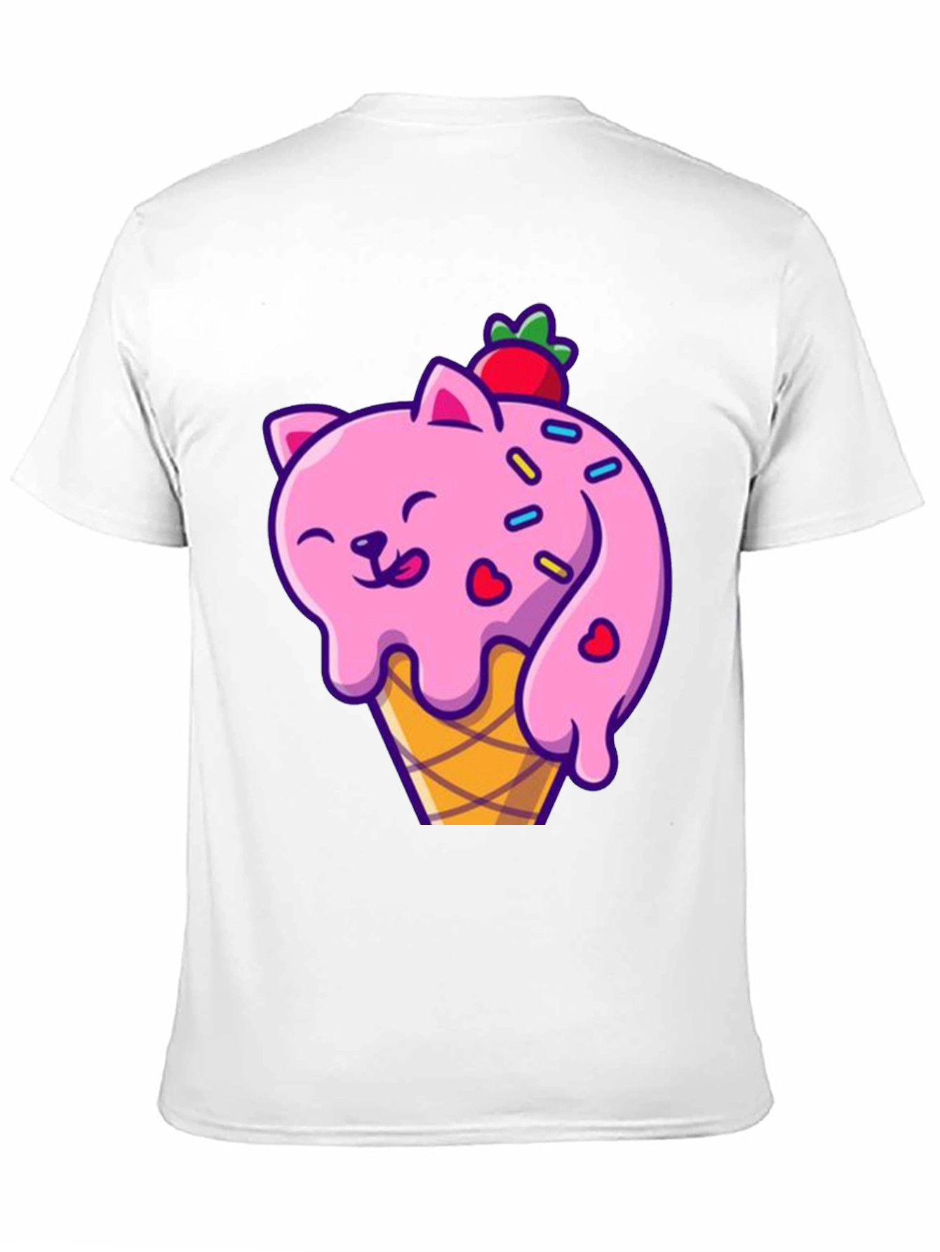 Camiseta Negra con Diseño de Gato Helado