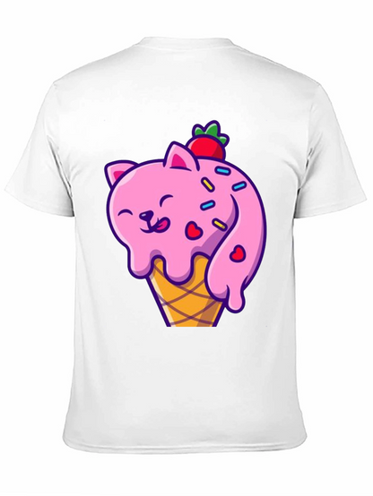 Camiseta Negra con Diseño de Gato Helado