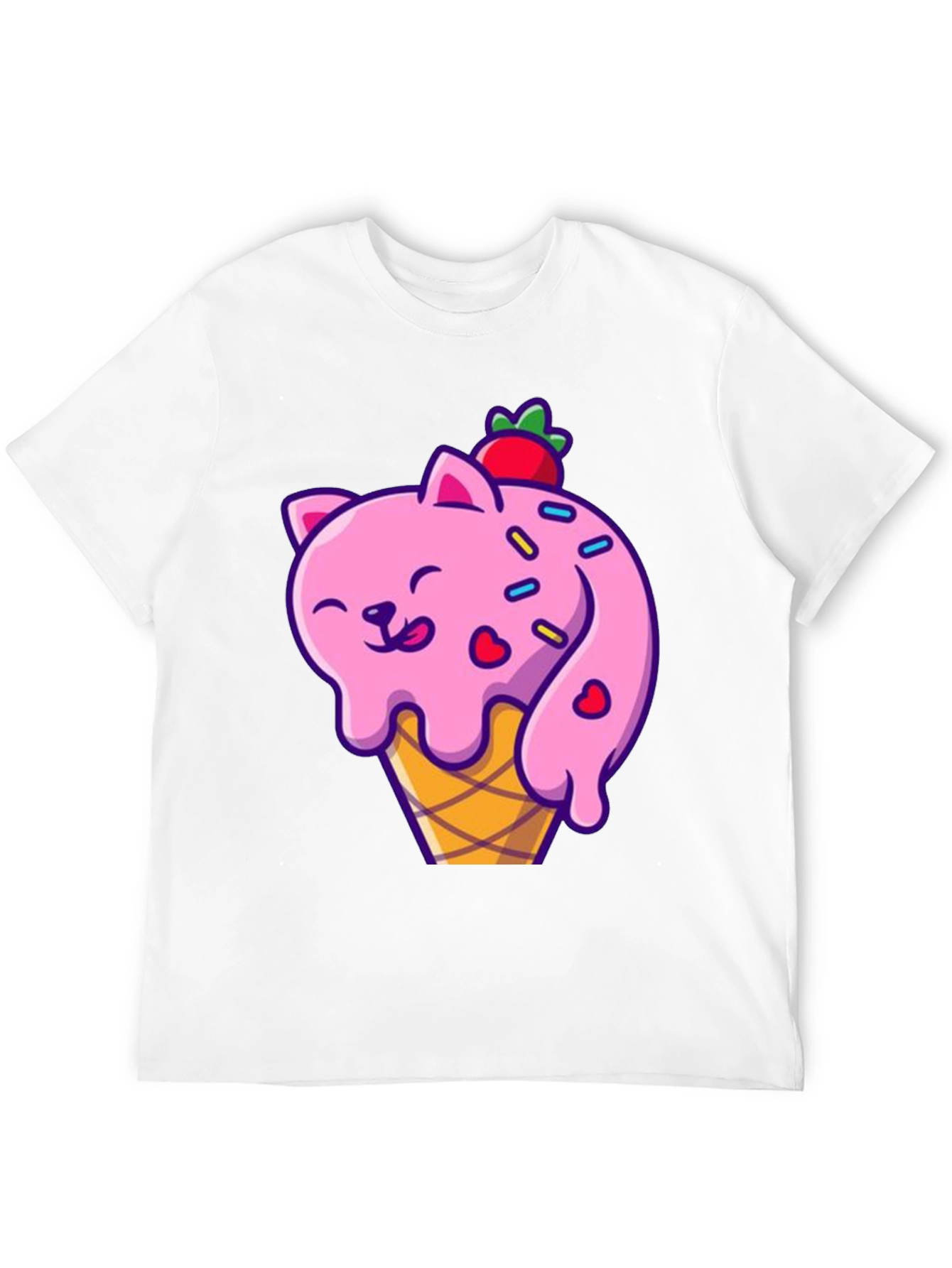Camiseta Negra con Diseño de Gato Helado