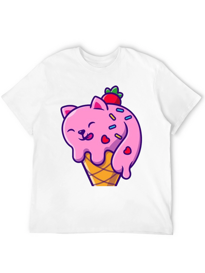 Camiseta Negra con Diseño de Gato Helado
