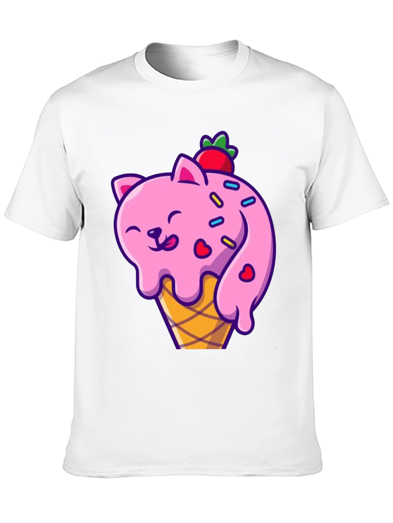 Camiseta Negra con Diseño de Gato Helado