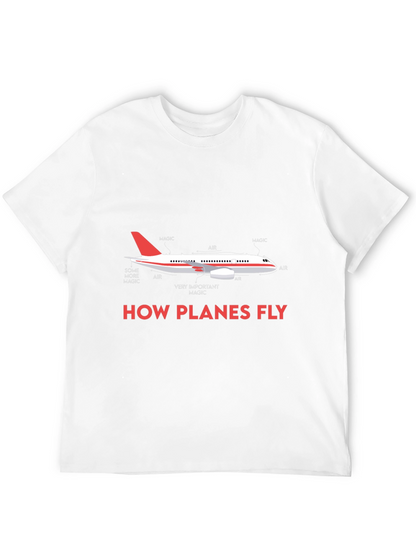 Camiseta Negra con Diseño de Avión How Planes Fly