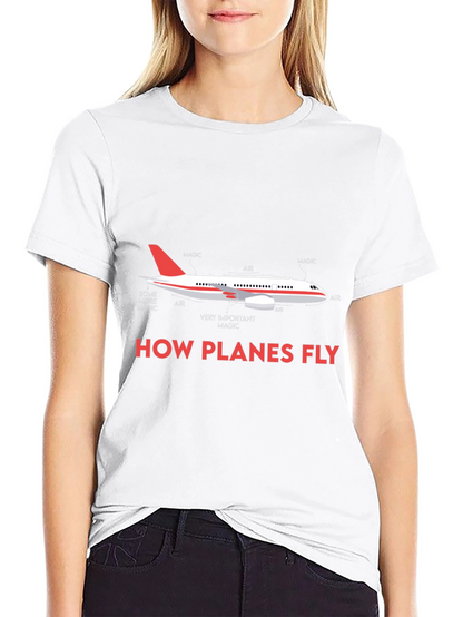 Camiseta Negra con Diseño de Avión How Planes Fly
