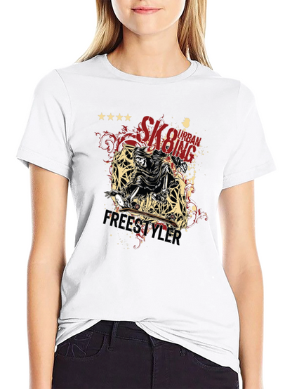 Camiseta Negra Urbana Skateboarding Freestyler