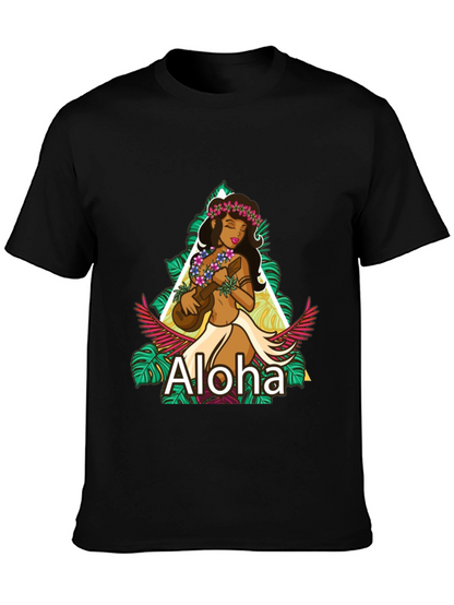 Camiseta Negra Aloha Hawaiana