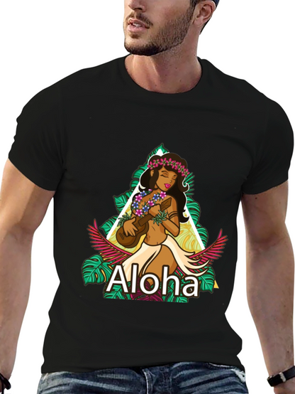 Camiseta Negra Aloha Hawaiana