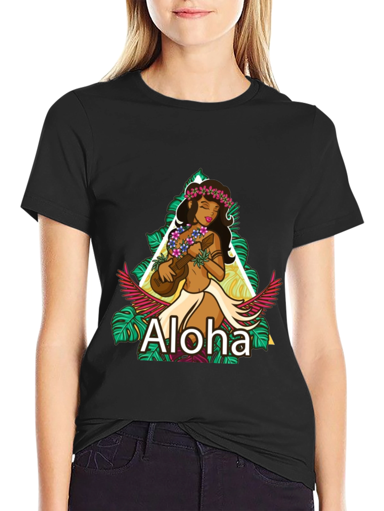 Camiseta Negra Aloha Hawaiana