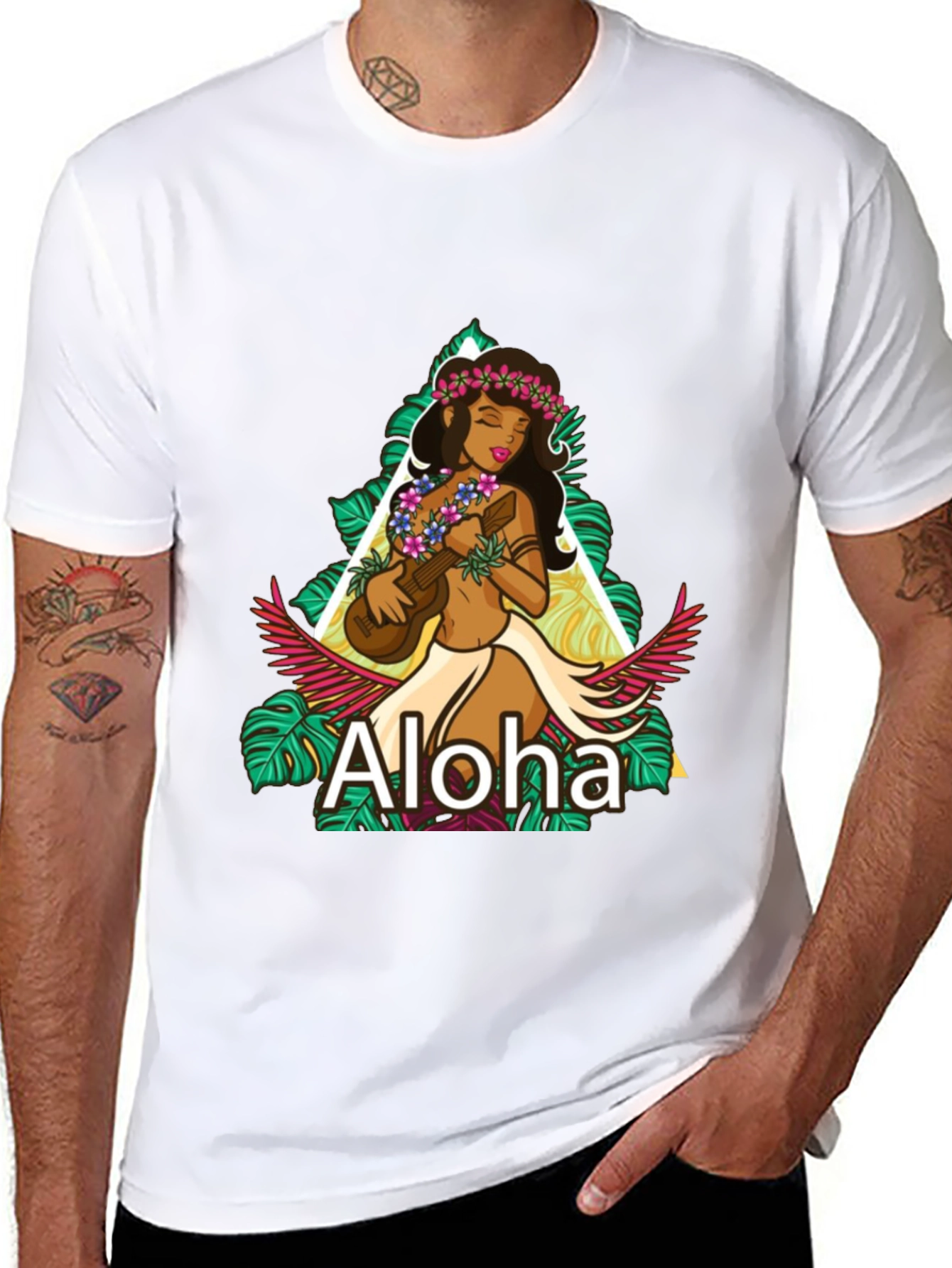 Camiseta Negra Aloha Hawaiana